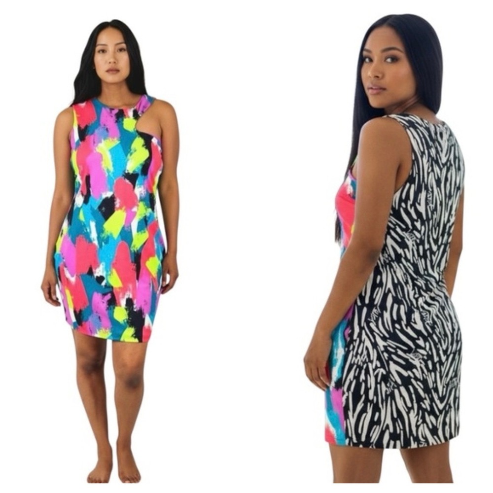 YITTY Major‎ Label Mini Dress Lizzo Abstract Zebra Print Cutout  Multicolor M